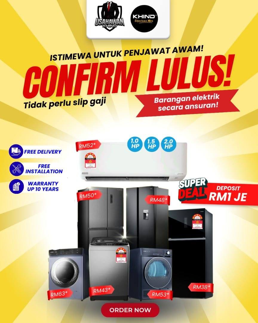 Poster KHIND untuk penjawat awam dengan pilihan perkakas dan promosi ansuran